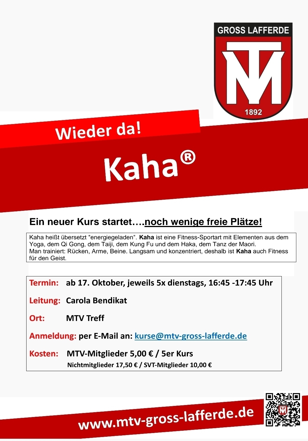 noch freie Plätze beim Kaha