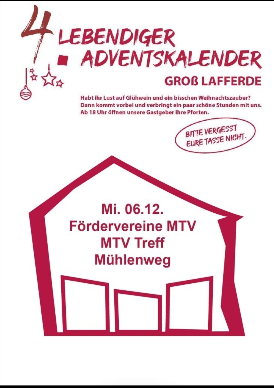 Lebendiger Adventskalender HEUTE 06.12.  im MTV Treff