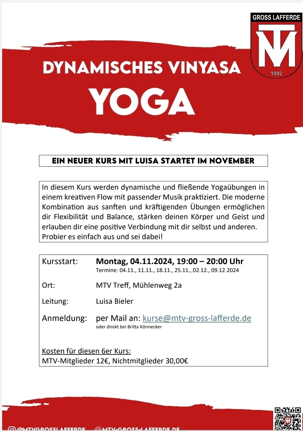 neuer Yogakurs im November